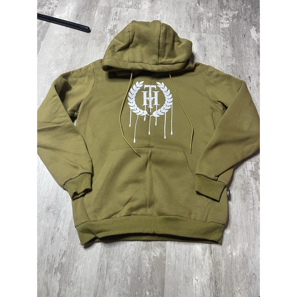 The Hideout Clothing THC Mens M‎ Hoodie Embroidered Army Green L-33